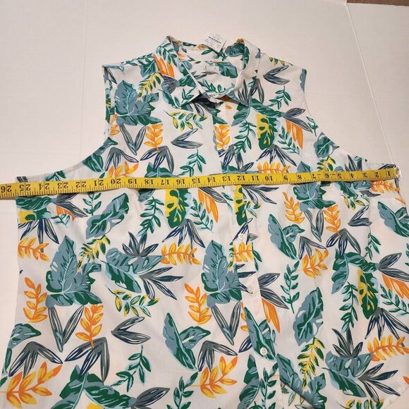 J.Crew Factory plus size 3 X sleeveless top blouse tropical print New - Picture 9 of 10